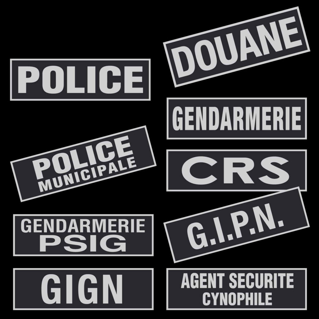 Bandeau d'identification rétro-réflechissant fond noir