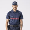 Polo MOVE+ Thermorégulant MC V2 - Bleu Marine - Bande bordeaux
