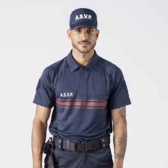 Polo MOVE+ Thermorégulant MC V2 - Bleu Marine - Bande bordeaux