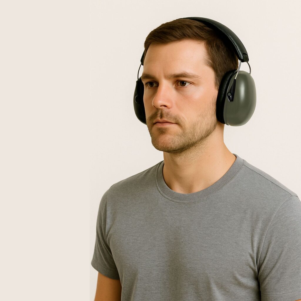 Casque anti-bruit pliable vert armée
