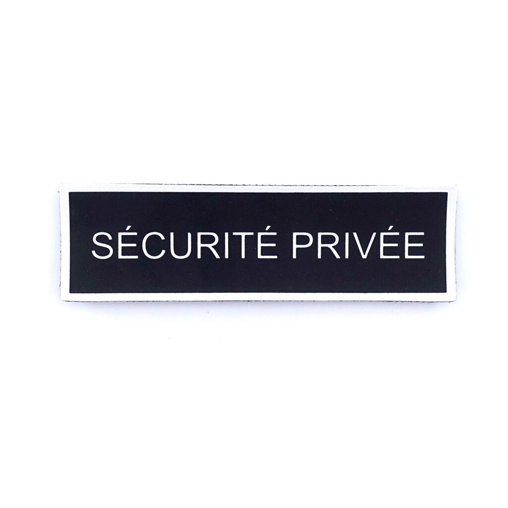 Bandeau d'identification rétro-réflechissant fond noir Sécurité Privée