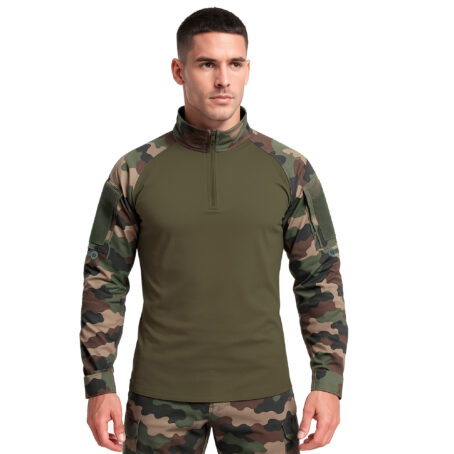 Chemise de combat type UBAS coton vert armée et Camo CE
