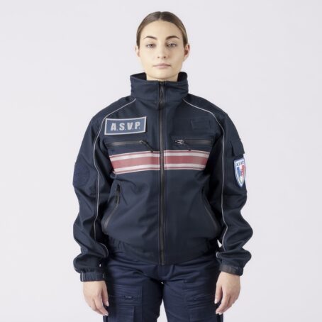 Blouson softshell capuche amovible Bande bordeaux