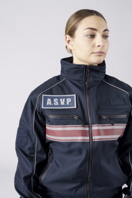 Blouson softshell capuche amovible Bande bordeaux – Image 4