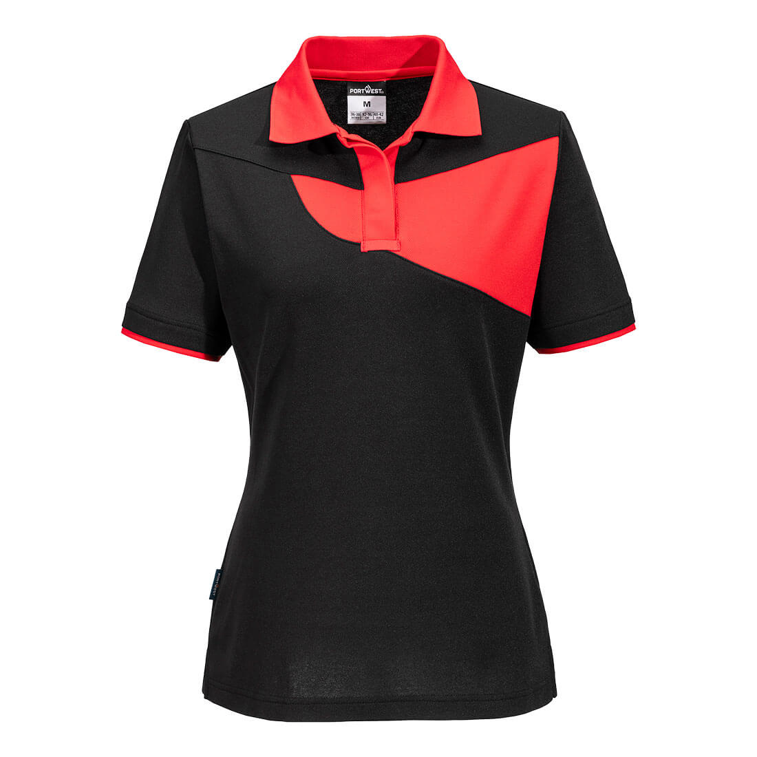 PW219BDR Polo Femme PW2 Noir/Rouge Polo Femme PW2