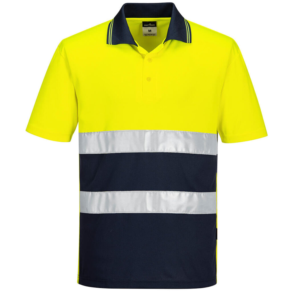 Polo contrasté léger haute visibilité M/C