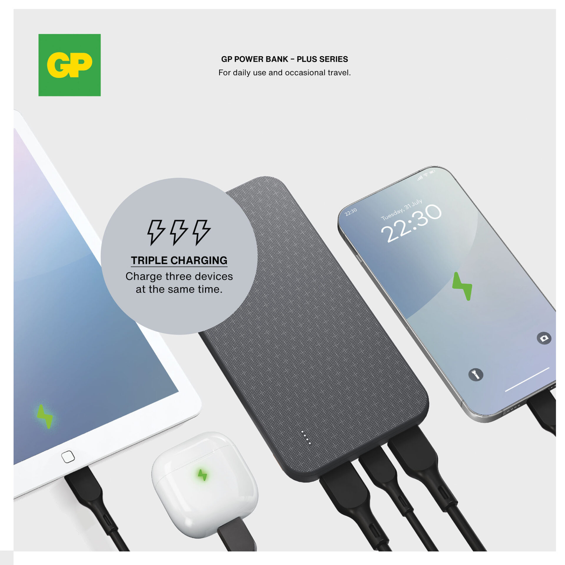 28 1 Batterie externe GP Plus Series 10 000 mAh Noir - Powerbank Batterie externe GP Plus Series 10 000 mAh Noir - Powerbank – Image 5