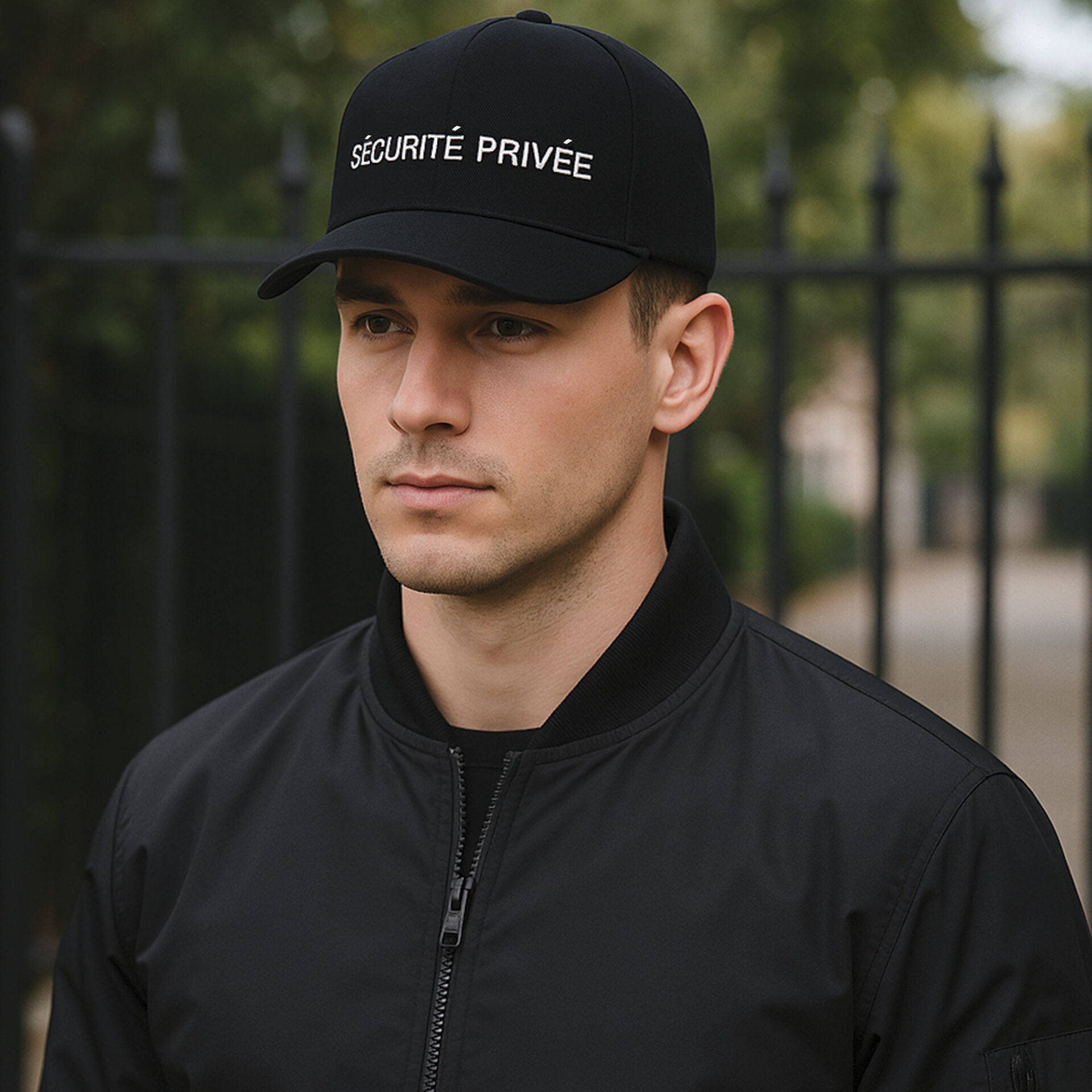 57137 Casquette Sécurité Privée noire réflective blanc Casquette Sécurité Privée noire réflective blanc