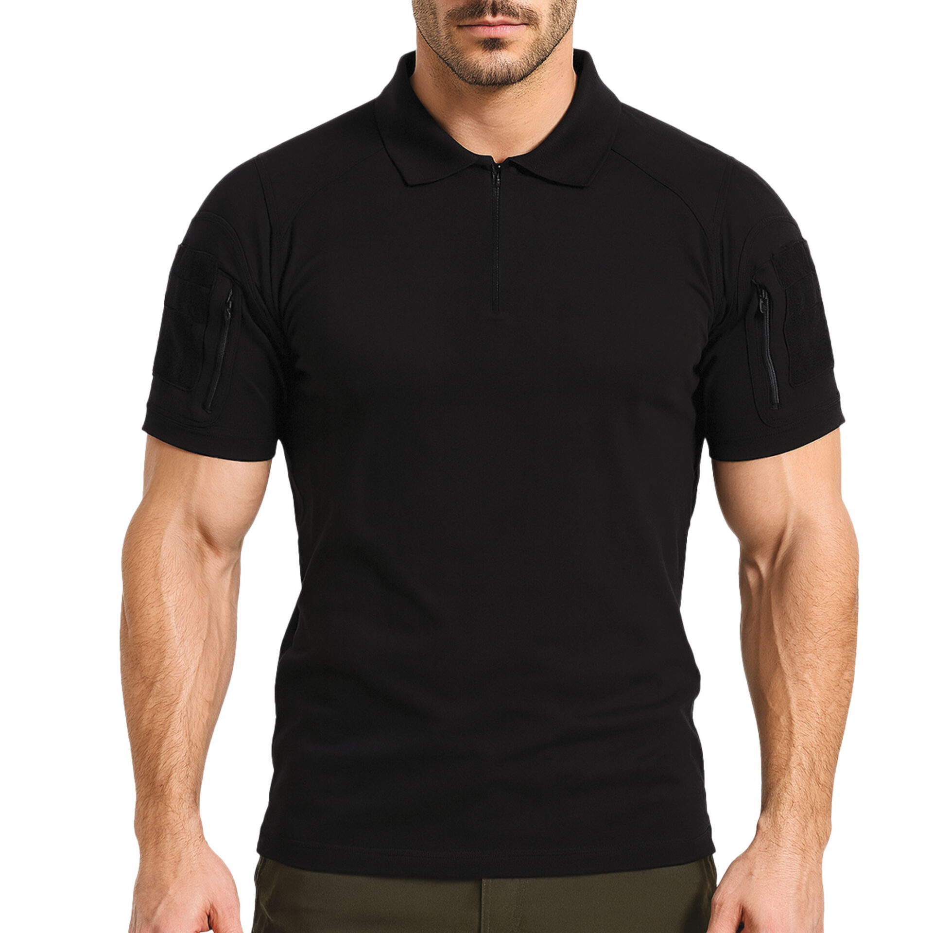polo col zippe 50 coton 45 polyester 5 spandex 210 220 gsm Polo col zippé spandex 210G Polo col zippé spandex 210G