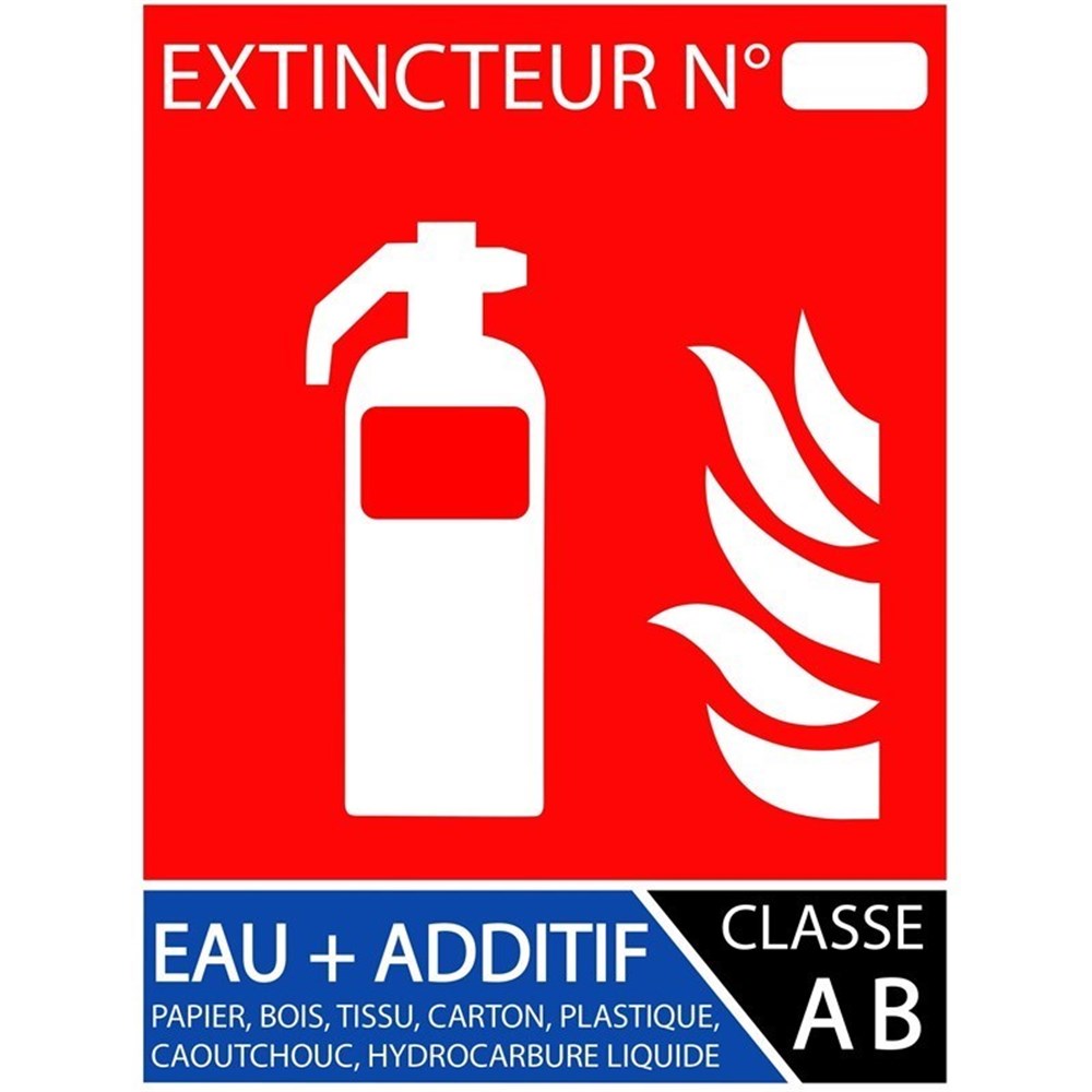 Panneau extincteur PVC eau pulvérisée additif 100 x 150 mm