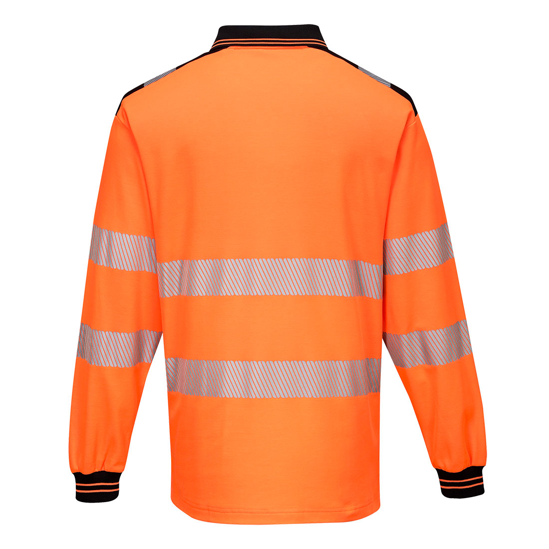 3 4 PW3 Polo Haute Visibilité ML Orange/Noir PW3 Polo Haute Visibilité ML Orange/Noir – Image 3