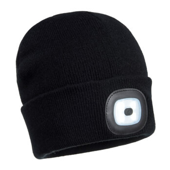 Bonnet Beanie avec lampes LED Noir