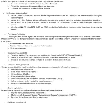 REGISTRE DES ACCIDENTS DU TRAVAIL