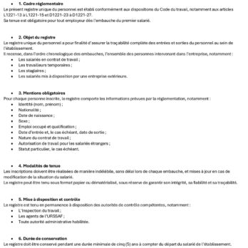 Registre du personnel