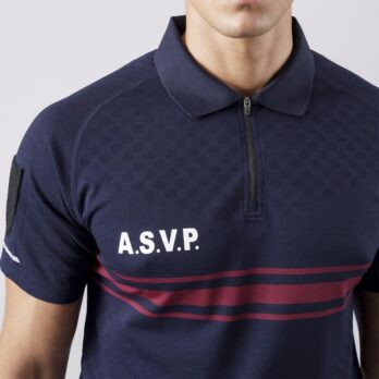 Polo "AIRFLOW" thermorégulant - ASVP - Bleu Marine - Bande Bordeaux