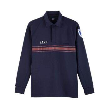 Polo MOVE+ Thermorégulant ML V2 - Bleu Marine - Bande bordeaux