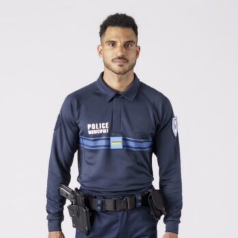 Polo MOVE+ Thermorégulant ML V2 - Bleu Marine - Bande gitane